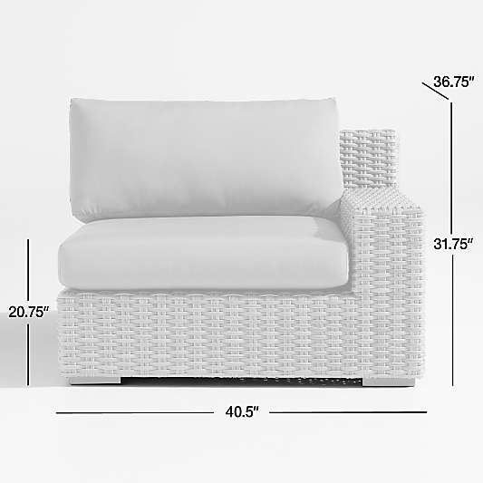 Abaco Resin Wicker Right-Arm Outdoor Lounge Chair with Natural Sunbrella ® Cushion