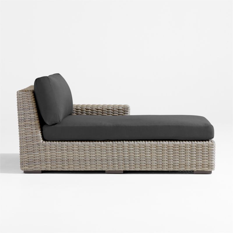 Abaco Grey Resin Wicker Right-Arm Outdoor Chaise Lounge with Charcoal Sunbrella ® Cushion