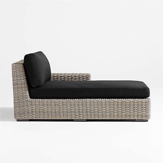 Abaco Resin Wicker Right-Arm Outdoor Chaise Lounge with Canvas Black Sunbrella ® Cushions