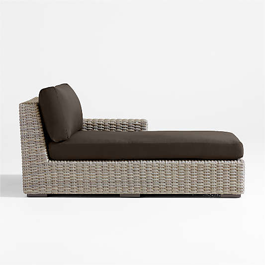 Abaco All-Weather Wicker Right-Arm Outdoor Chaise Lounge with Canvas Java Sunbrella ® Cushions