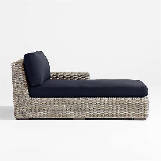 Abaco Resin Wicker Right-Arm Outdoor Chaise Lounge with Canvas Navy Sunbrella ® Cushions