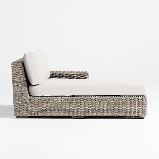 Abaco All-Weather Wicker Right-Arm Outdoor Chaise Lounge with Canvas White Sunbrella ® Cushions