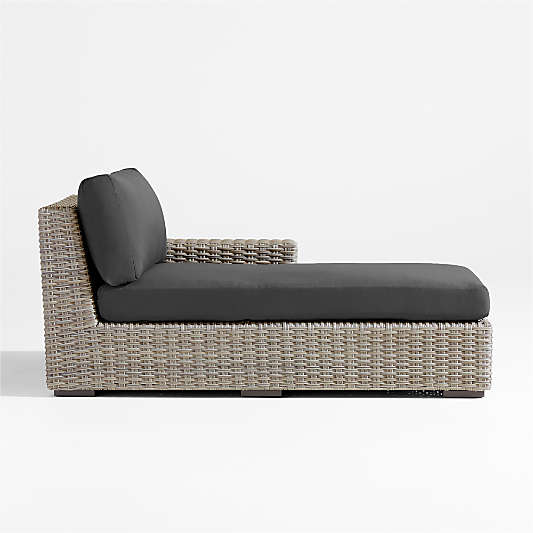 Abaco Resin Wicker Right-Arm Outdoor Chaise Lounge with Cast Charcoal Sunbrella ® Cushions