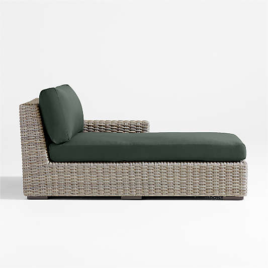 Abaco Resin Wicker Right-Arm Outdoor Chaise Lounge with Cast Ivy Sunbrella ® Cushions