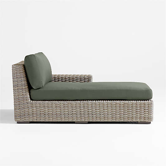 Abaco All-Weather Wicker Right-Arm Outdoor Chaise Lounge with Cast Sage Sunbrella ® Cushions