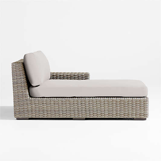 Abaco All-Weather Wicker Right-Arm Outdoor Chaise Lounge with Cast Silver Sunbrella ® Cushions