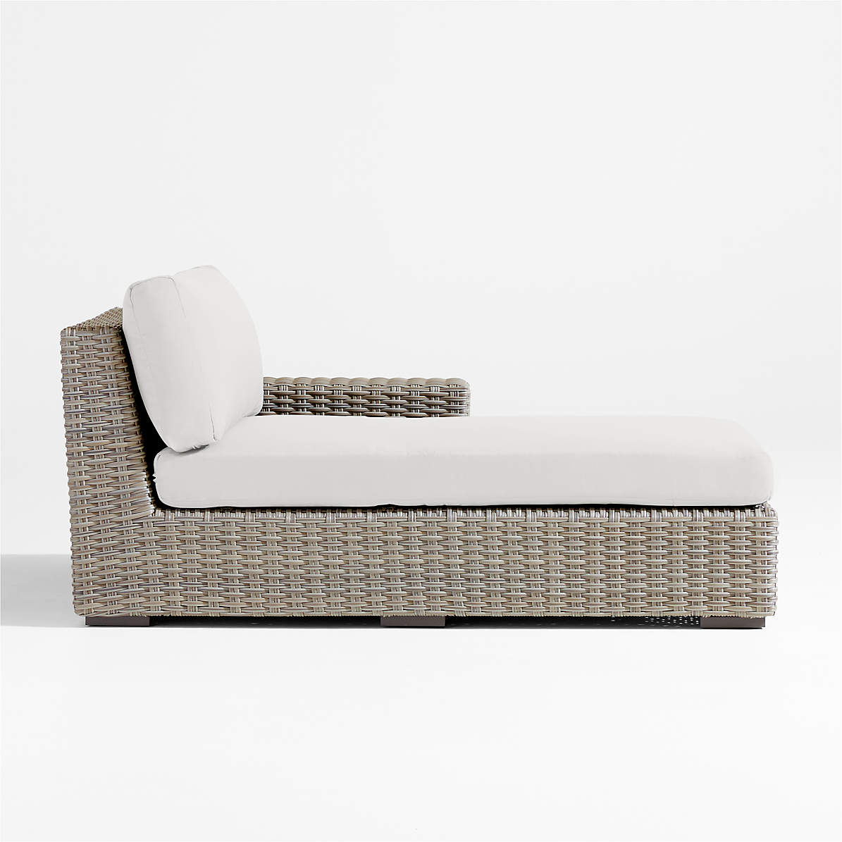 Abaco Grey Resin Wicker Right Arm Outdoor Chaise Lounge with White