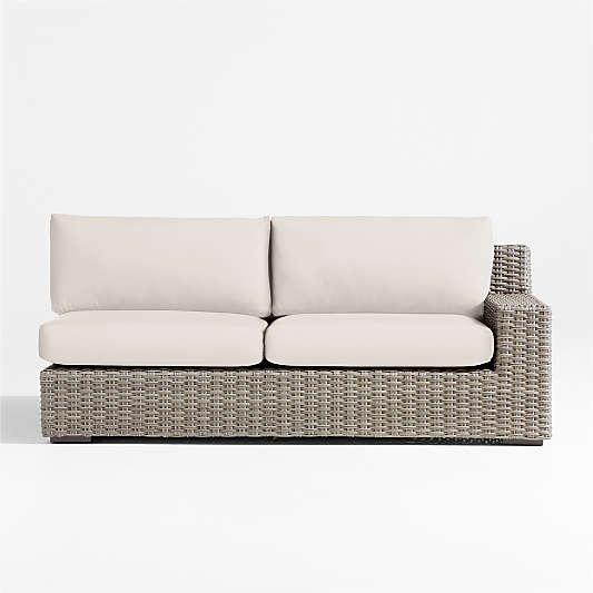 Abaco Resin Wicker Right-Arm Outdoor Sofa with Canvas Canvas Sunbrella ® Cushions