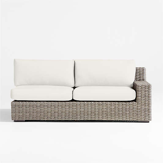 Abaco Resin Wicker Right-Arm Outdoor Sofa with Sunbrella ® Cushions