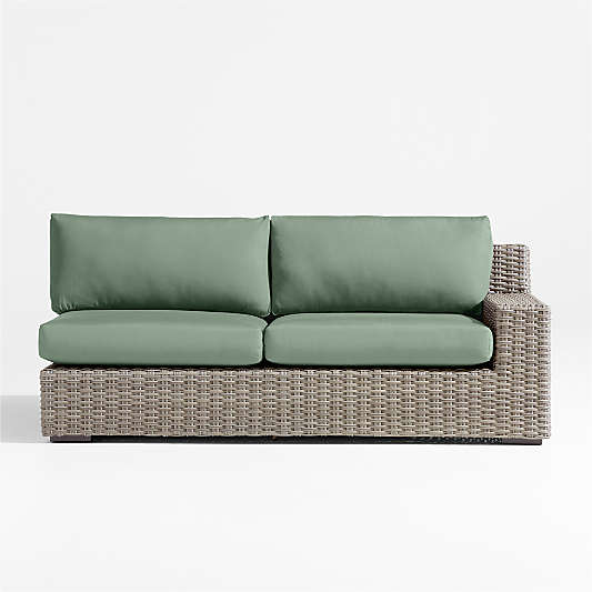 Abaco Resin Wicker Right-Arm Outdoor Sofa with Canvas Spa Sunbrella ® Cushions