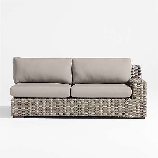 Abaco All-Weather Wicker Right-Arm Outdoor Sofa with Cast Ash Sunbrella ® Cushions