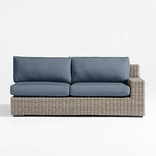 Abaco Resin Wicker Right-Arm Outdoor Sofa with Cast Harbor Sunbrella ® Cushions