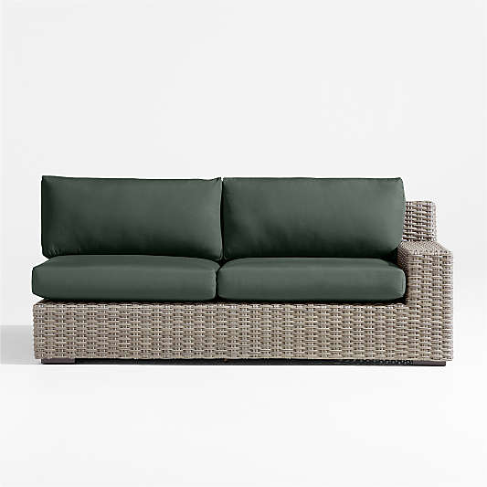 Abaco Resin Wicker Right-Arm Outdoor Sofa with Cast Ivy Sunbrella ® Cushions