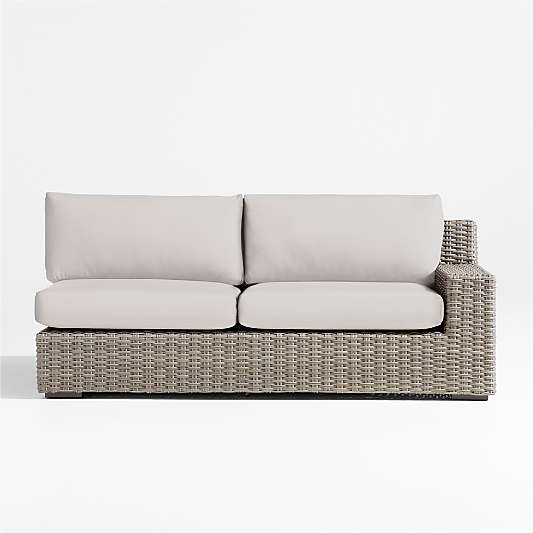Abaco Resin Wicker Right-Arm Outdoor Sofa with Cast Silver Sunbrella ® Cushions