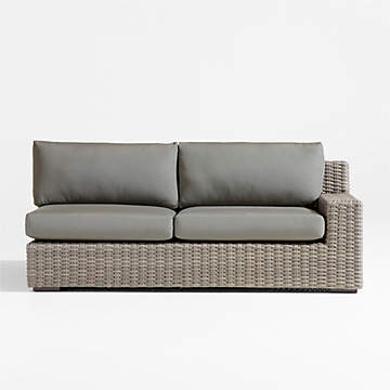 Abaco Grey Resin Wicker Left Arm Outdoor Sofa with Graphite