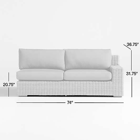 Abaco Resin Wicker Right-Arm Outdoor Sofa with Canvas Natural Sunbrella ® Cushions