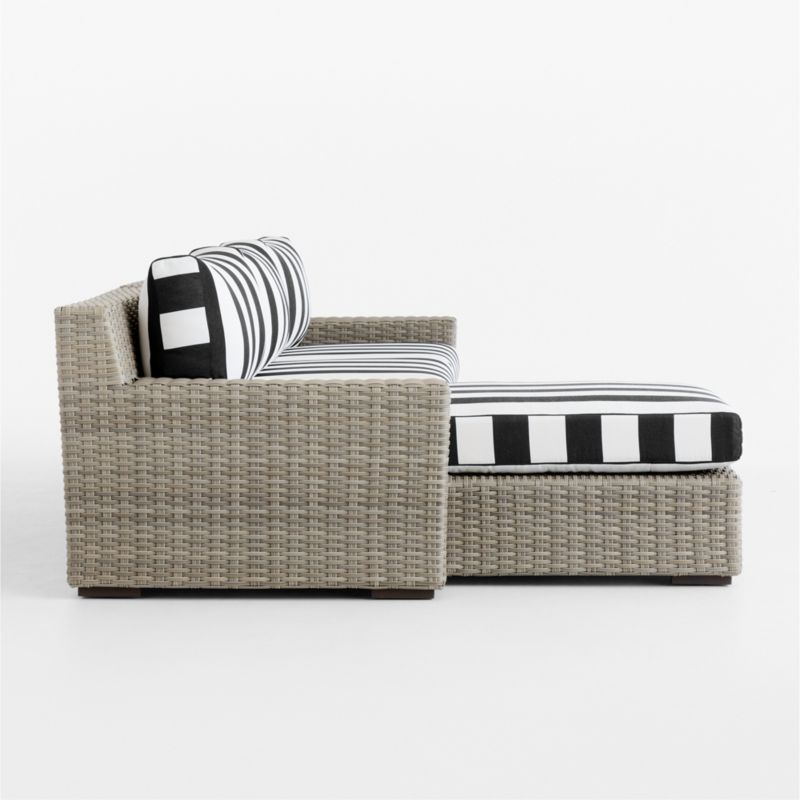Abaco Resin Wicker 2-Piece Left-Arm Chaise Outdoor Sectional Sofa with Black and White Cabana Stripe Sunbrella ® Cushions - image 10 of 11