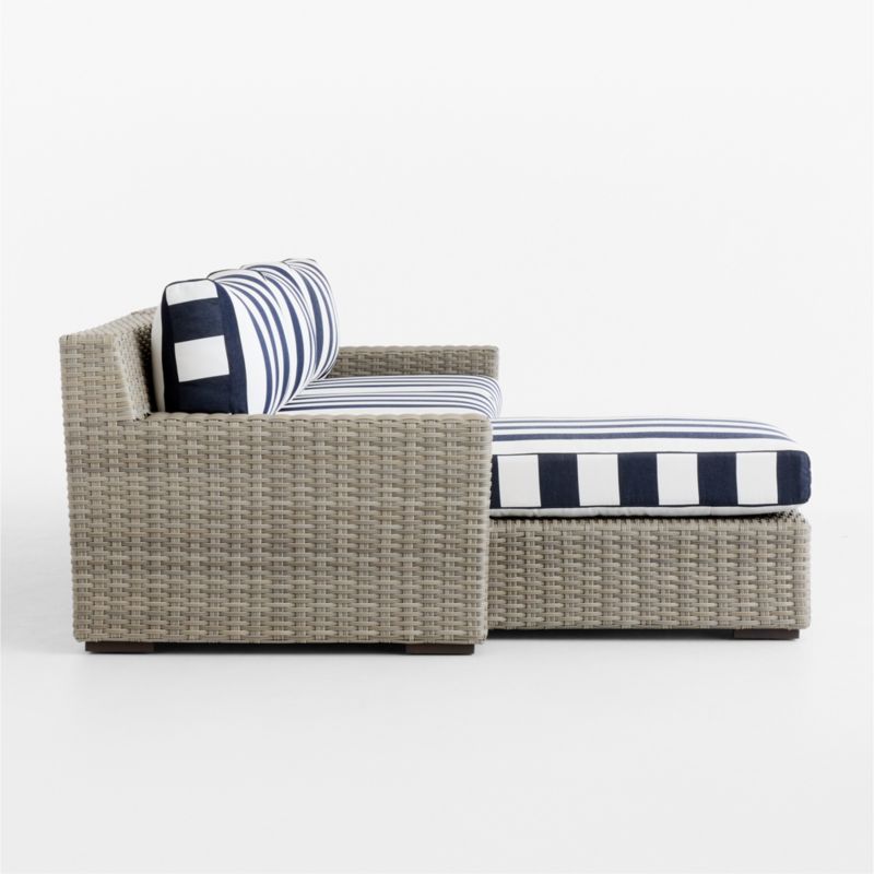 Abaco Resin Wicker 2-Piece Left-Arm Chaise Outdoor Sectional Sofa with Navy and White Cabana Stripe Sunbrella ® Cushions - image 10 of 11