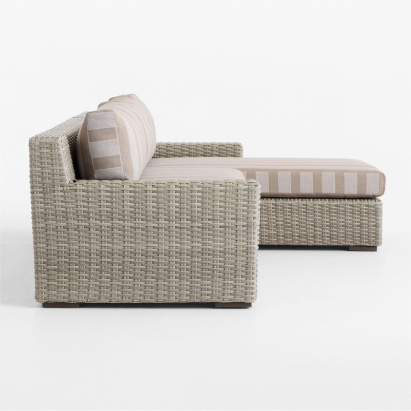 Abaco Resin Wicker 2-Piece Right-Arm Chaise Outdoor Sectional Sofa with Range Dune Stripe Sunbrella ® Cushions - image 11 of 13