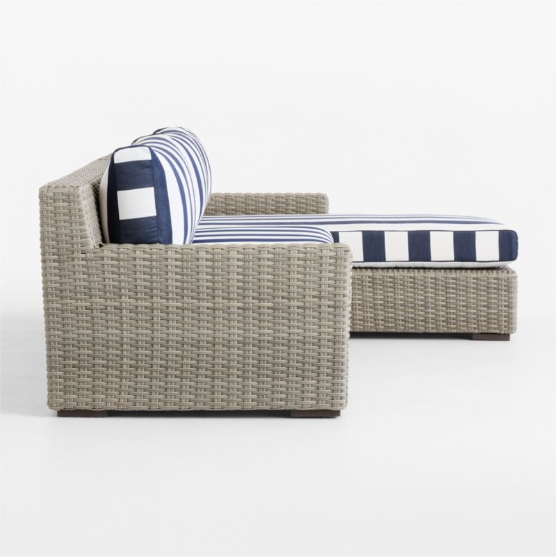 Abaco Resin Wicker 2-Piece Right-Arm Chaise Outdoor Sectional Sofa with Navy and White Cabana Stripe Sunbrella ® Cushions - image 11 of 13