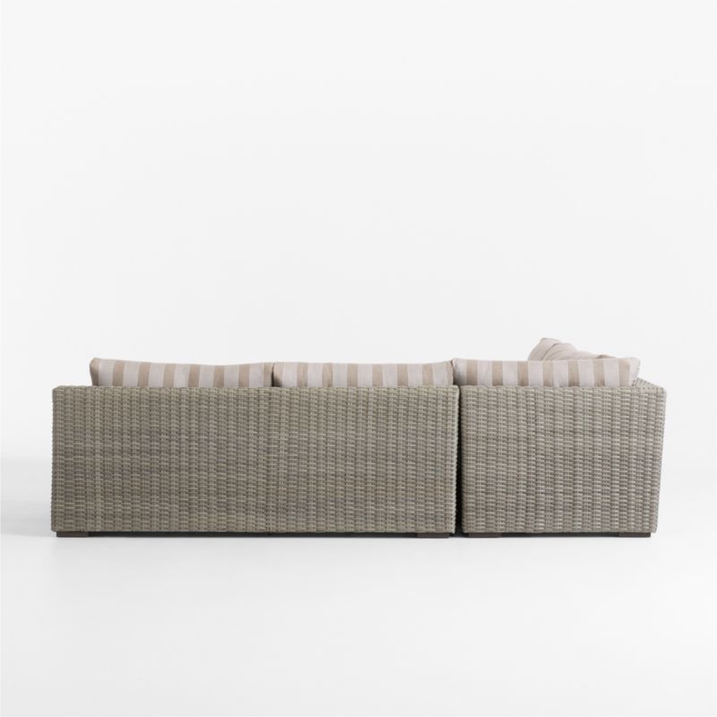 Abaco Resin Wicker 3-Piece L-Shaped Outdoor Sectional Sofa with Range Dune Stripe Sunbrella ® Cushions - image 12 of 13