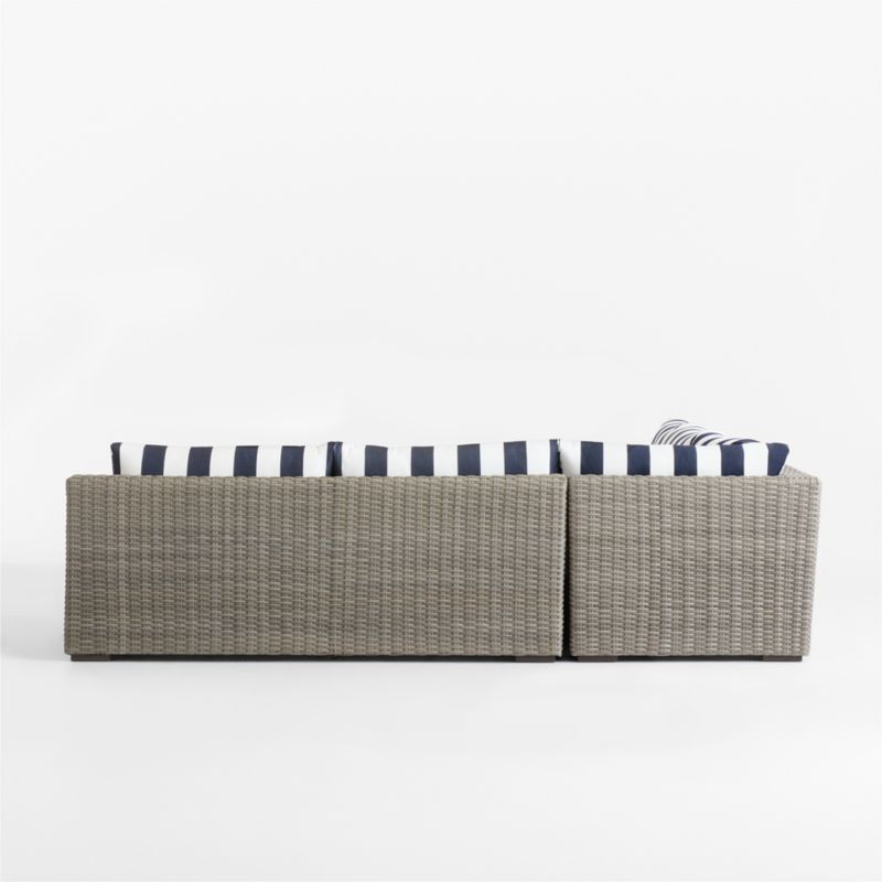 Abaco Resin Wicker 3-Piece L-Shaped Outdoor Sectional Sofa with Navy and White Cabana Stripe Sunbrella ® Cushions - image 13 of 14