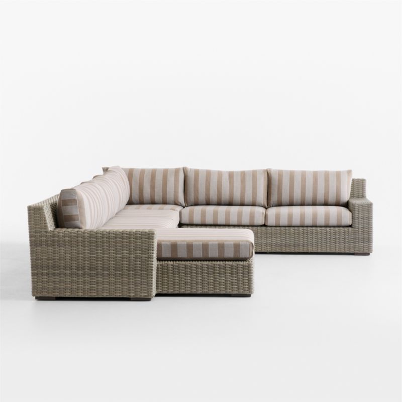 Abaco Resin Wicker 5-Piece Left-Arm Chaise Outdoor Sectional Sofa with Range Dune Stripe Sunbrella ® Cushions - image 11 of 13