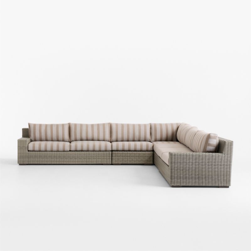 Abaco Resin Wicker 5-Piece L-Shaped Outdoor Sectional Sofa with Range Dune Stripe Sunbrella ® Cushions - image 12 of 13
