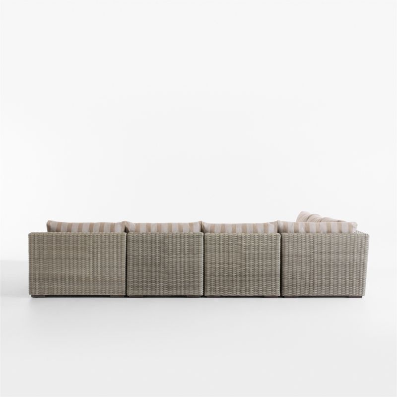 Abaco Resin Wicker 5-Piece Right-Arm Chaise Outdoor Sectional Sofa with Range Dune Stripe Sunbrella ® Cushions - image 12 of 13