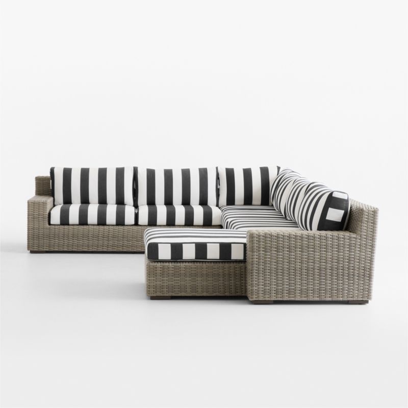 Abaco Resin Wicker 5-Piece Right-Arm Chaise Outdoor Sectional Sofa with Black and White Cabana Stripe Sunbrella ® Cushions - image 11 of 12
