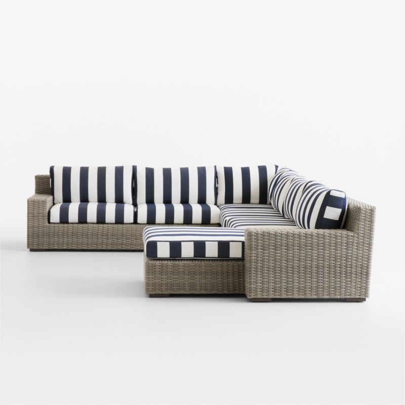 Abaco Resin Wicker 5-Piece Right-Arm Chaise Outdoor Sectional Sofa with Navy and White Cabana Stripe Sunbrella ® Cushions - image 12 of 14