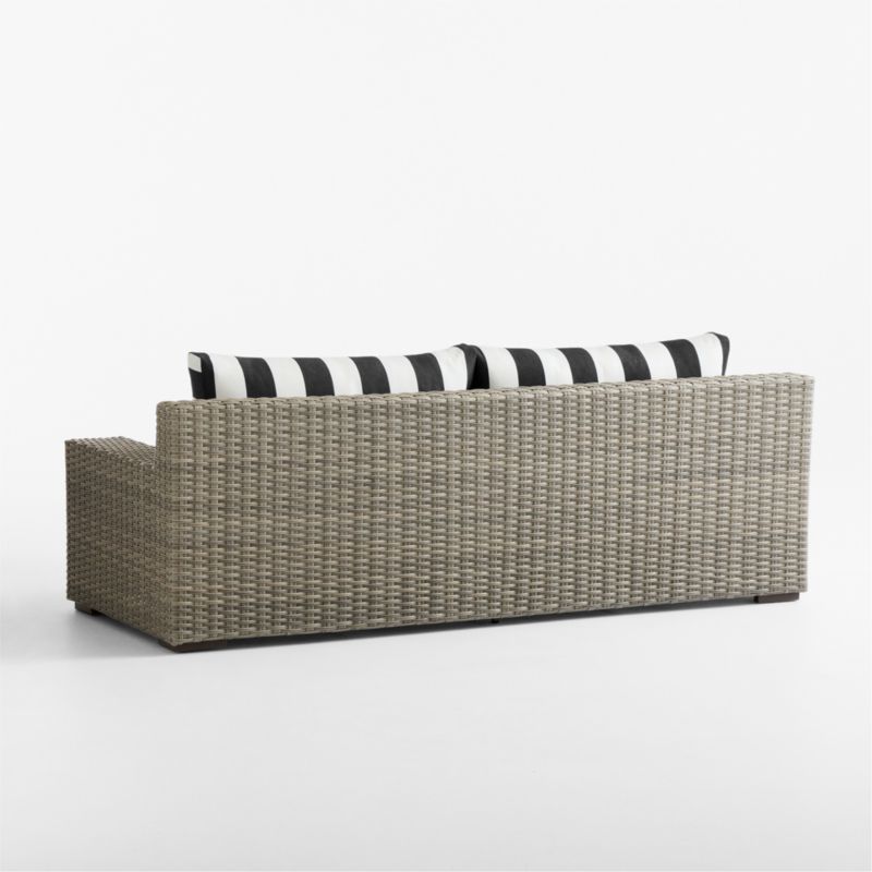 Abaco 83" Resin Wicker Outdoor Sofa with Black and White Cabana Stripe Sunbrella® Cushions - image 18 of 18