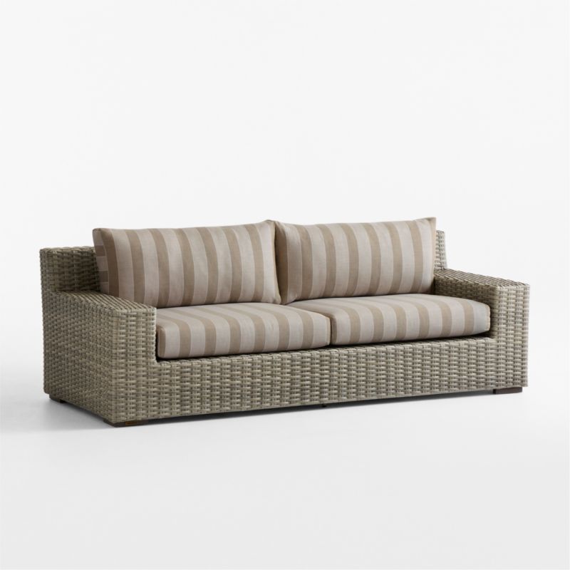 Abaco 83" Resin Wicker Outdoor Sofa with Range Dune Stripe Sunbrella® Cushions - image 16 of 18