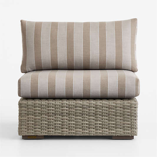 Abaco All-Weather Wicker Outdoor Armless Chair with Range Dune Stripe Sunbrella ® Cushions