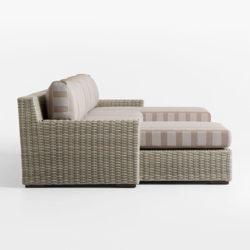 Abaco Resin Wicker Double Chaise Outdoor Sectional Sofa with Range Dune Stripe Sunbrella ® Cushions - image 9 of 11