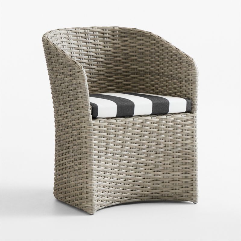 Abaco 84" Grey Wood Outdoor Dining Set with Black and White Cabana Stripe Sunbrella ® Cushions - image 8 of 9