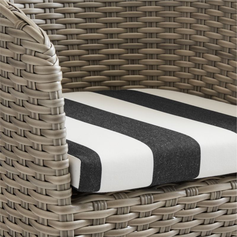 Abaco Resin Wicker Outdoor Dining Chair with Black and White Cabana Stripe Sunbrella ® Cushion - image 11 of 12
