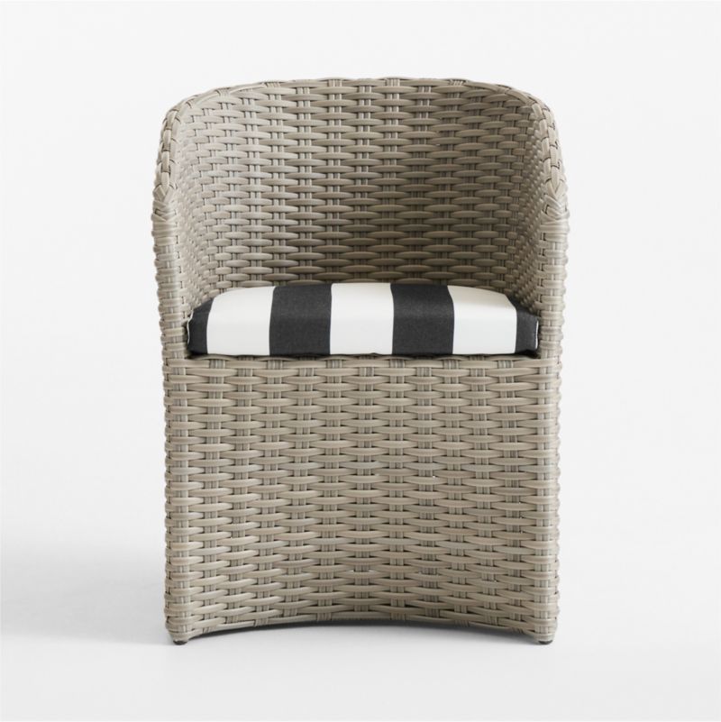 Abaco Resin Wicker Outdoor Dining Chair with Black and White Cabana Stripe Sunbrella ® Cushion - image 8 of 12