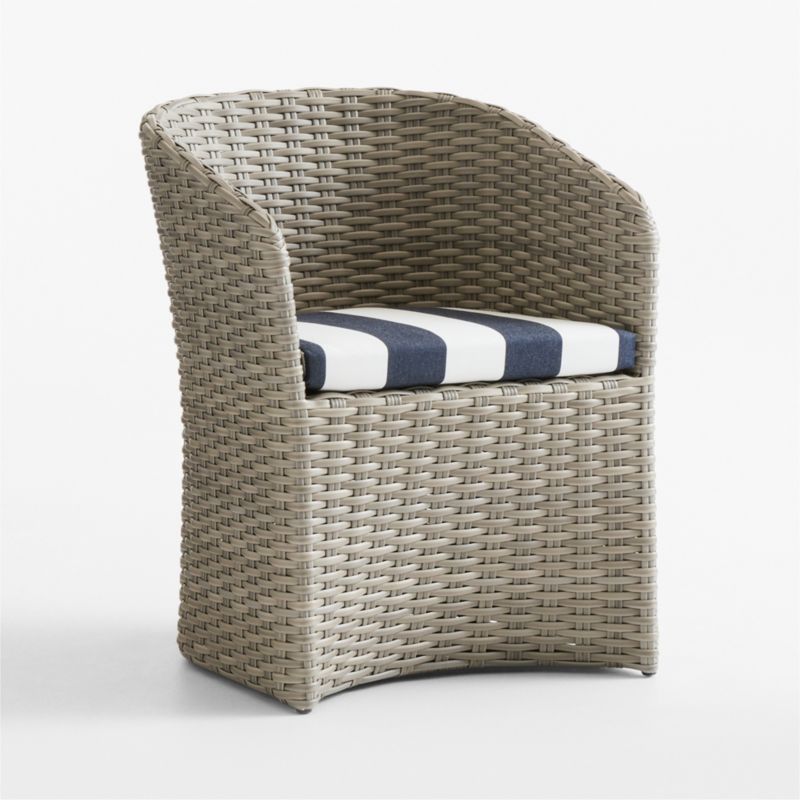 Abaco 84" Grey Wood Outdoor Dining Set with Navy and White Cabana Stripe Sunbrella ® Cushions - image 8 of 9