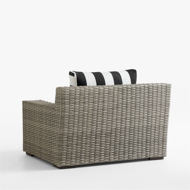 Abaco Resin Wicker Outdoor Lounge Chair with Cabana Black and White Stripe Sunbrella ® Cushions - image 16 of 17