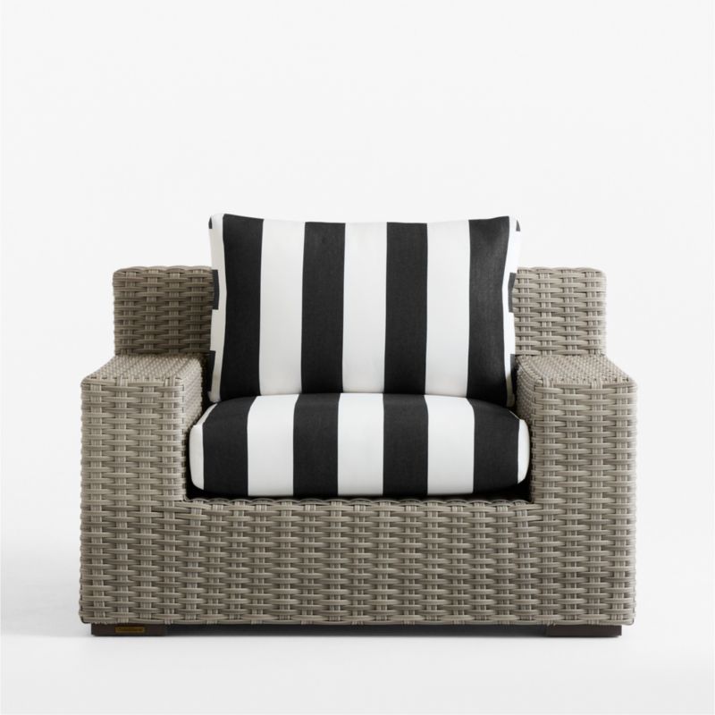 Abaco Resin Wicker Outdoor Lounge Chair with Cabana Black and White Stripe Sunbrella ® Cushions - image 14 of 17
