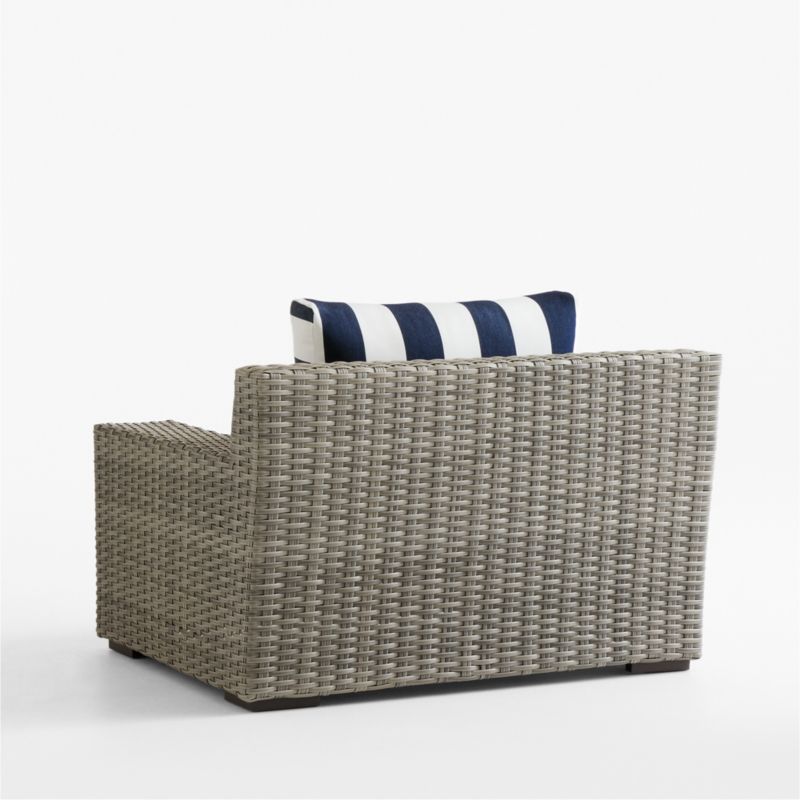 Abaco Resin Wicker Outdoor Lounge Chair with Navy and White Cabana Stripe Sunbrella ® Cushions - image 17 of 18