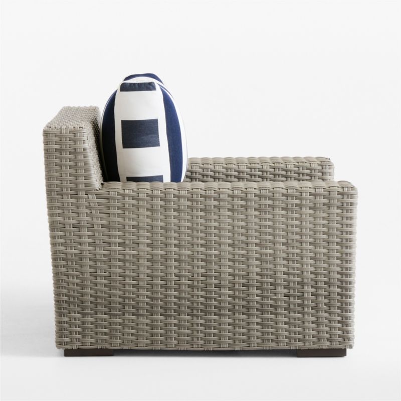 Abaco Resin Wicker Outdoor Lounge Chair with Navy and White Cabana Stripe Sunbrella ® Cushions - image 16 of 18