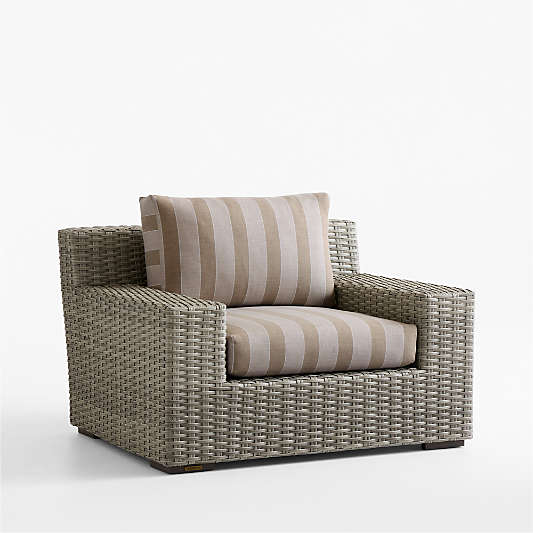 Abaco All-Weather Wicker Outdoor Lounge Chair with Range Dune Stripe Sunbrella ® Cushions