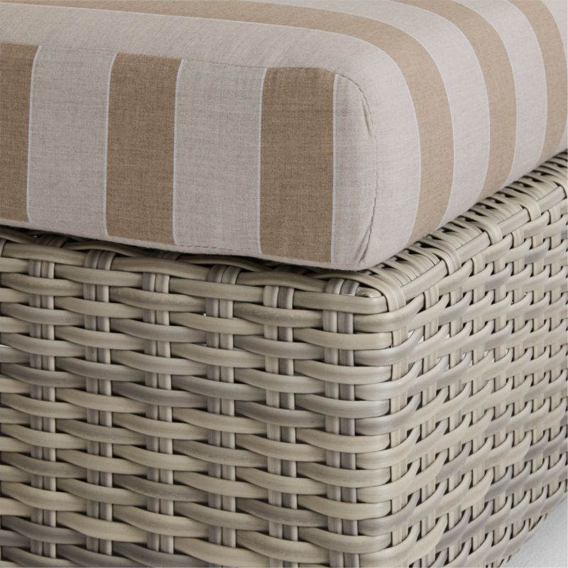 Abaco Resin Wicker Outdoor Ottoman with Range Dune Stripe Sunbrella ® Cushion - image 8 of 9