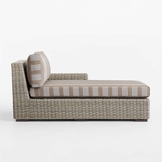 Abaco All-Weather Wicker Right-Arm Outdoor Chaise Lounge with Range Dune Stripe Sunbrella ® Cushions