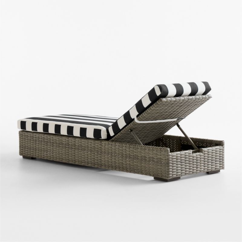 Abaco Resin Wicker Outdoor Sun Lounger with Black and White Cabana Stripe Sunbrella ® Cushions - image 14 of 16