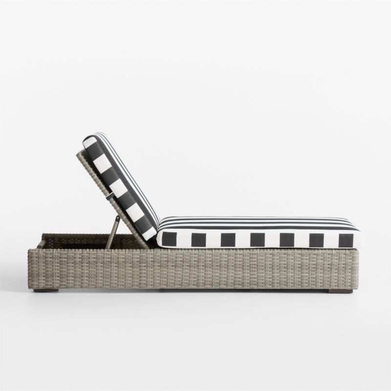 Abaco Resin Wicker Outdoor Sun Lounger with Black and White Cabana Stripe Sunbrella ® Cushions - image 11 of 16