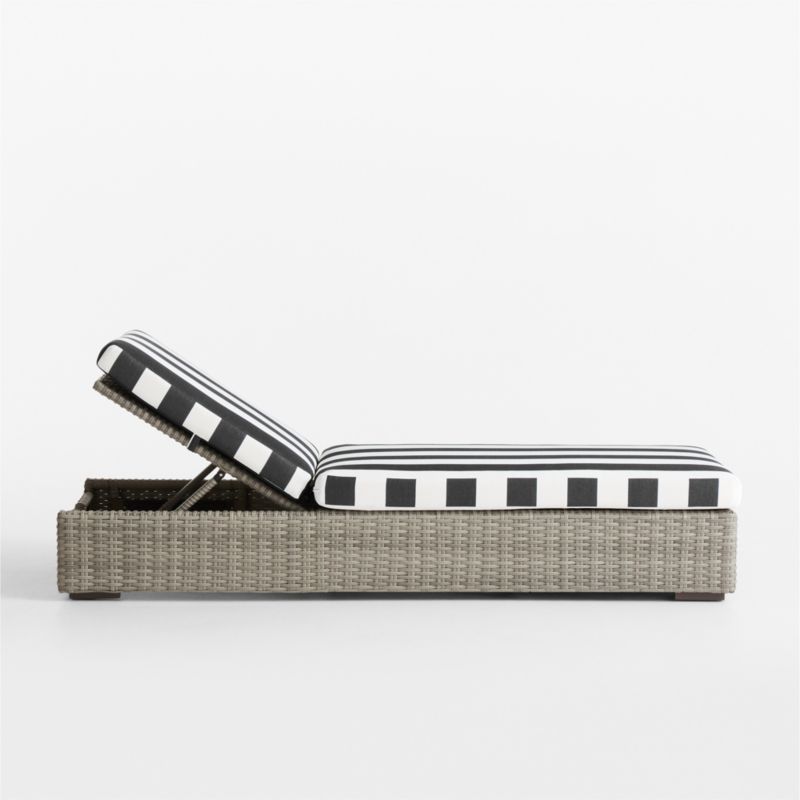 Abaco Resin Wicker Outdoor Sun Lounger with Black and White Cabana Stripe Sunbrella ® Cushions - image 12 of 16