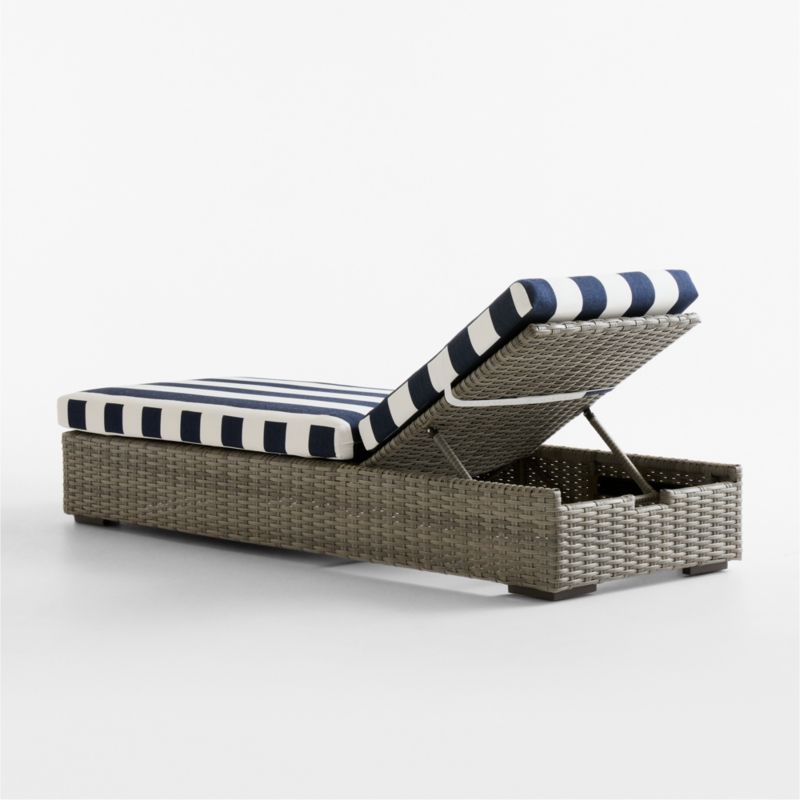 Abaco Resin Wicker Outdoor Sun Lounger with Navy and White Cabana Stripe Sunbrella ® Cushions - image 15 of 17